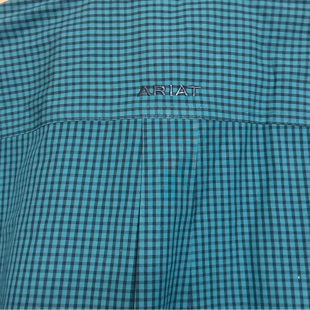 Ariat Pro Tech men’s. Small Teal Long Sleeve Button-Up Shirt - Picture 7 of 7